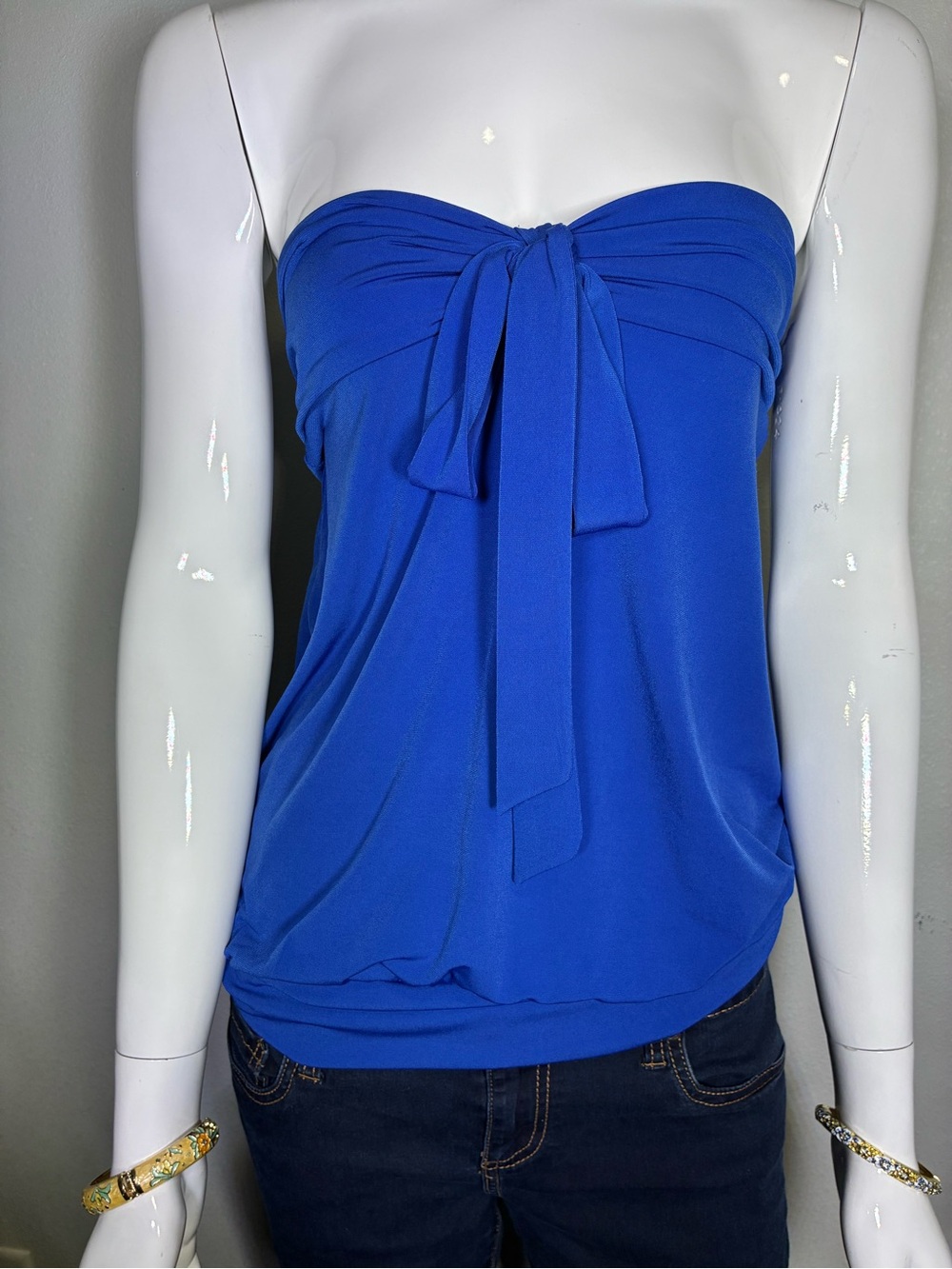 Strapless Tie-Front Women’s Top - Royal Blue